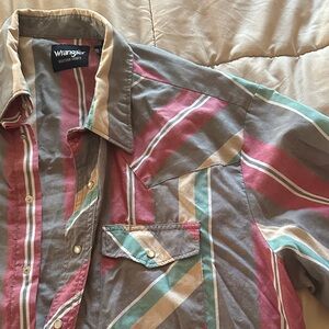 Wrangler Striped Short Sleeve Pearl Snap